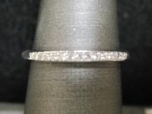 Sterling Silver Band Ring with Clear Stones