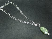 Sterling Silver Necklace with Green Stone