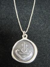 Plumb Posey Sterling Silver Wax Seal Pendant on 20" Chain
