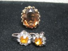 Vintage Gold Filled Ring and Sterling Silver Screwback Earrings