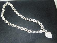 18" Tiffany Style Sterling Silver Necklace with Heart Pendant