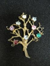 Sterling Silver Vermeil Tree of Life Brooch