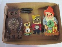 Animated Owl and Gnome Wall Clocks