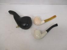 3 Vintage Meerschaum? Pipes - One with Case