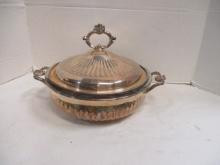 Silverplate Covered Casserole Server with 3 Quart Pyrex Glass Bowl Insert