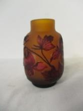 Galle Style Flower Cameo Art Glass Vase