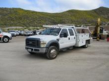 2008 Ford F450 SD Crew-Cab Flatbed Utility Truck,