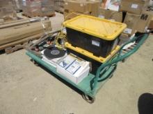 Lot Of Rolling Flatbed Cart, Misc Cutting Discs,