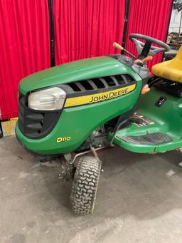 John Deere 19.5 HP D110 Riding lawn Mower, No deck See desc