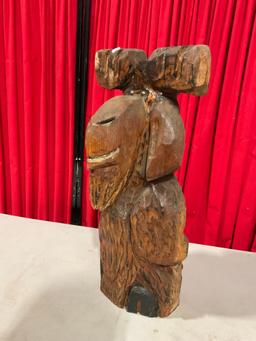 Chainsaw Carved Moose Statue w/ Beaded eyes & Robust Features - See pics