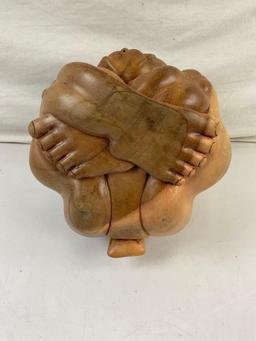 Vintage Japanese Mid-Century Hand Carved Seated Sumo Wrestler Figural Statuette. See pics.