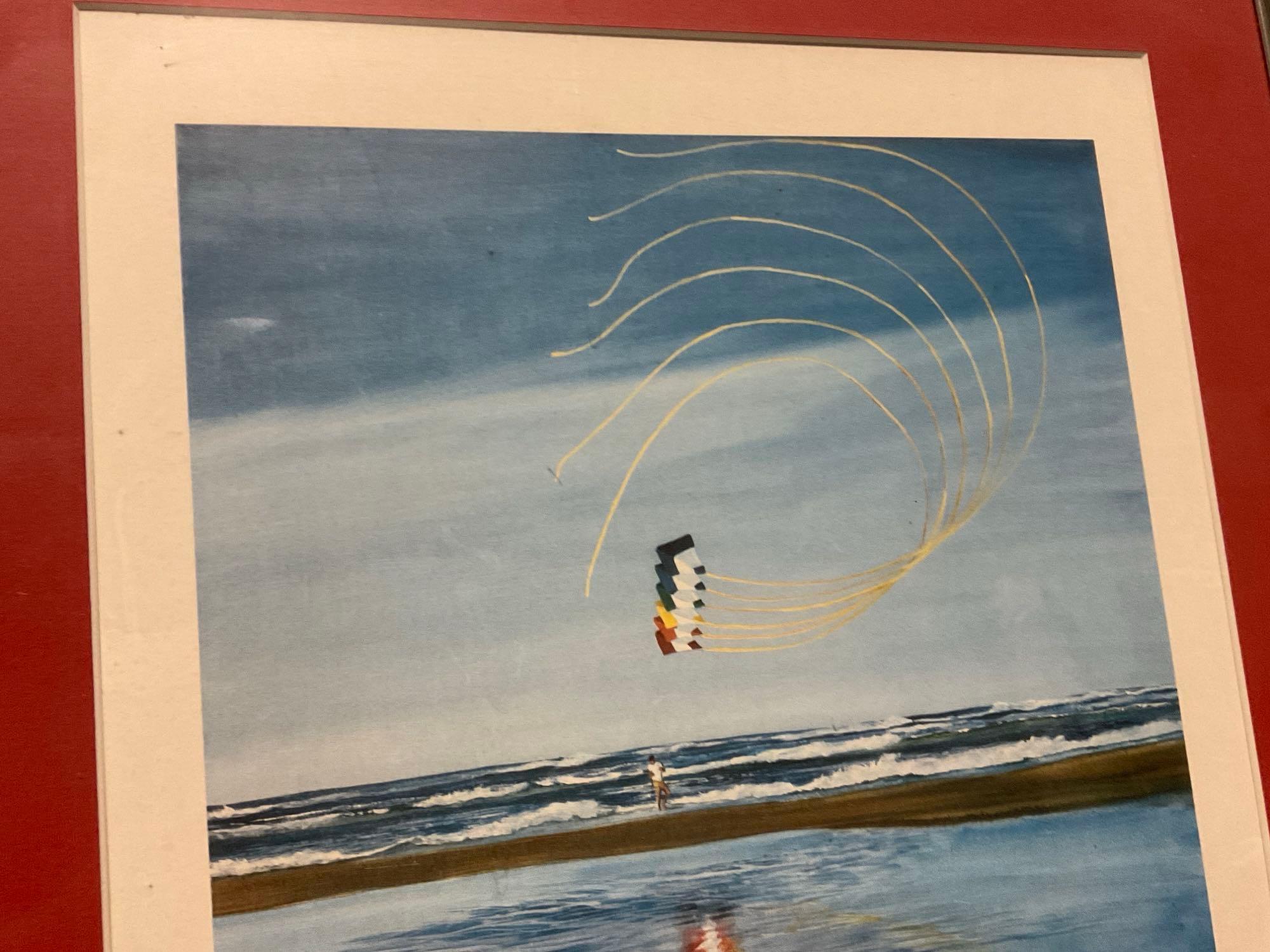 Framed LE Lithograph Signed & #d 299/2000 titled Peter Powell Stunt Kiter by Carol Thompson