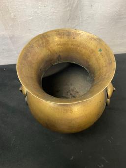 Vintage Korean Brass Spittoon style Urn w/ solid Handles
