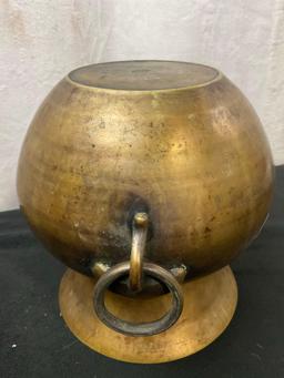 Vintage Korean Brass Spittoon style Urn w/ solid Handles