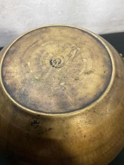 Vintage Korean Brass Spittoon style Urn w/ solid Handles