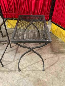 Vintage Pair of Wrought Iron Plant Stands - Fair Condition - Feat. cast iron floral motif and inl...