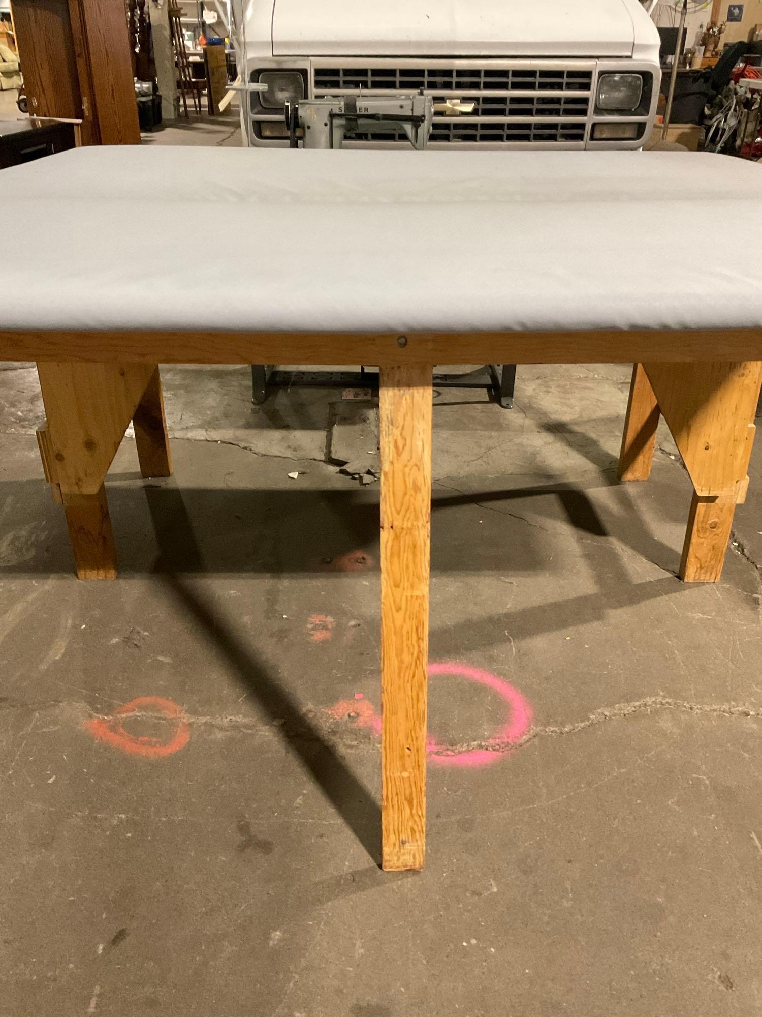 Large Industrial Fabric Measuring Table. Bolt Cutting Station. 68" Long 36- 63" Wide. See pics.
