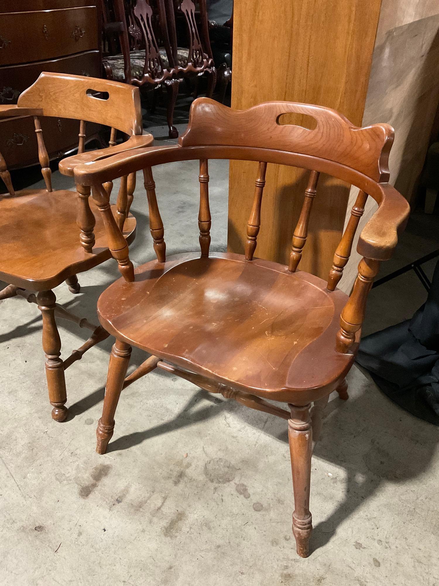 4 pcs Vintage 3 x Ethan Allen & 1 x American Chair co. Dowel-Back Wooden Armchairs. See pics,