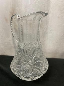 Group of 5 Crystal Pieces, 3x Vases, Decanter, Pitcher