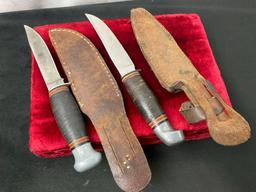 Pair of Vintage Remington Fixed Blade Knives, 1x RH-51 & 1x RH-70 w/ Leather sheaths