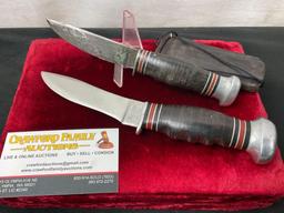 Pair of Vintage Remington Fixed Blade Knives, 1x RH-50 & 1x RH-51, w/ 1 leather sheath