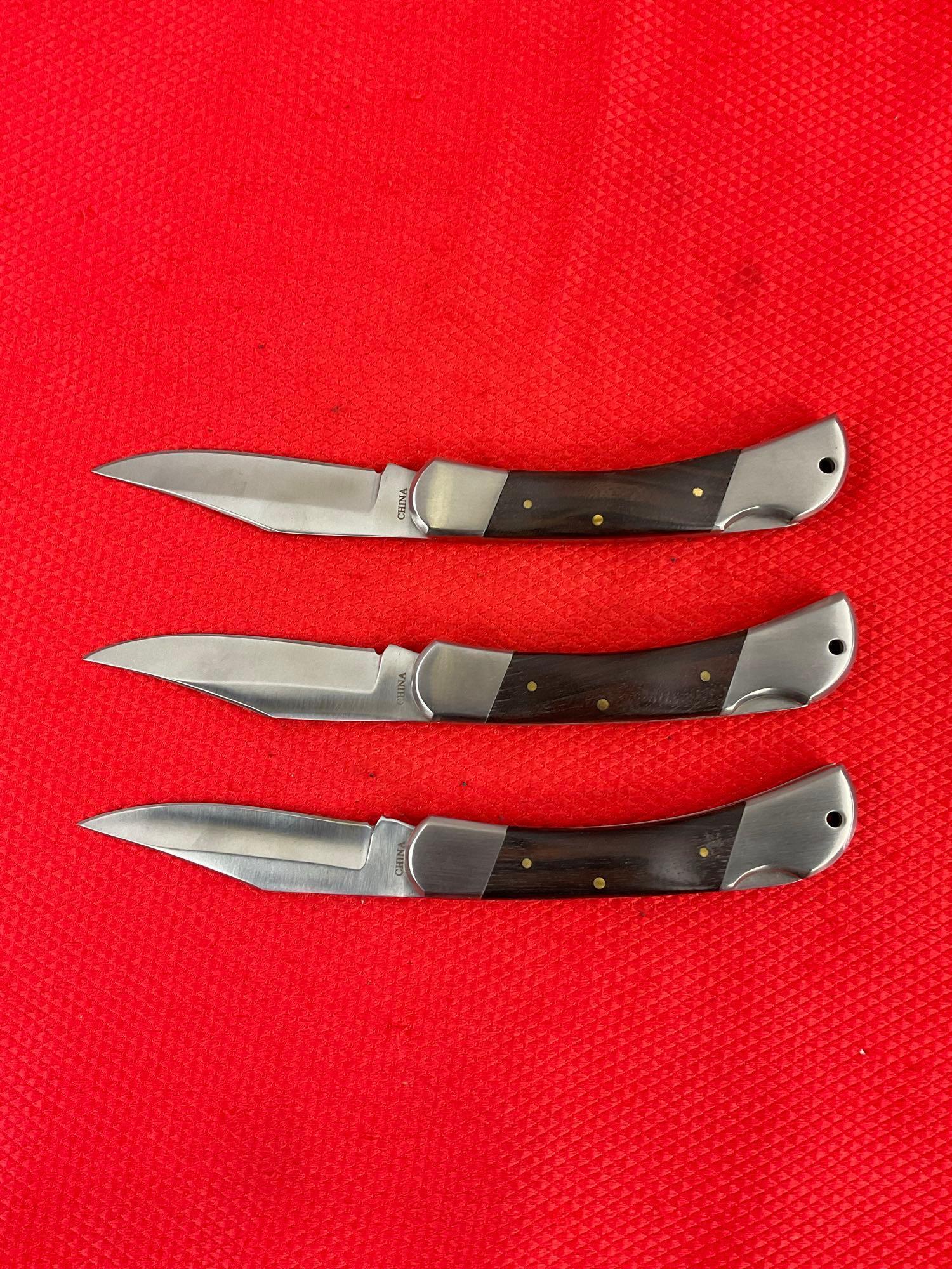 3 pcs Modern GW 3" Rostfrei Steel Folding Blade Pocket Knives Model GW10-425BPW. See pics.