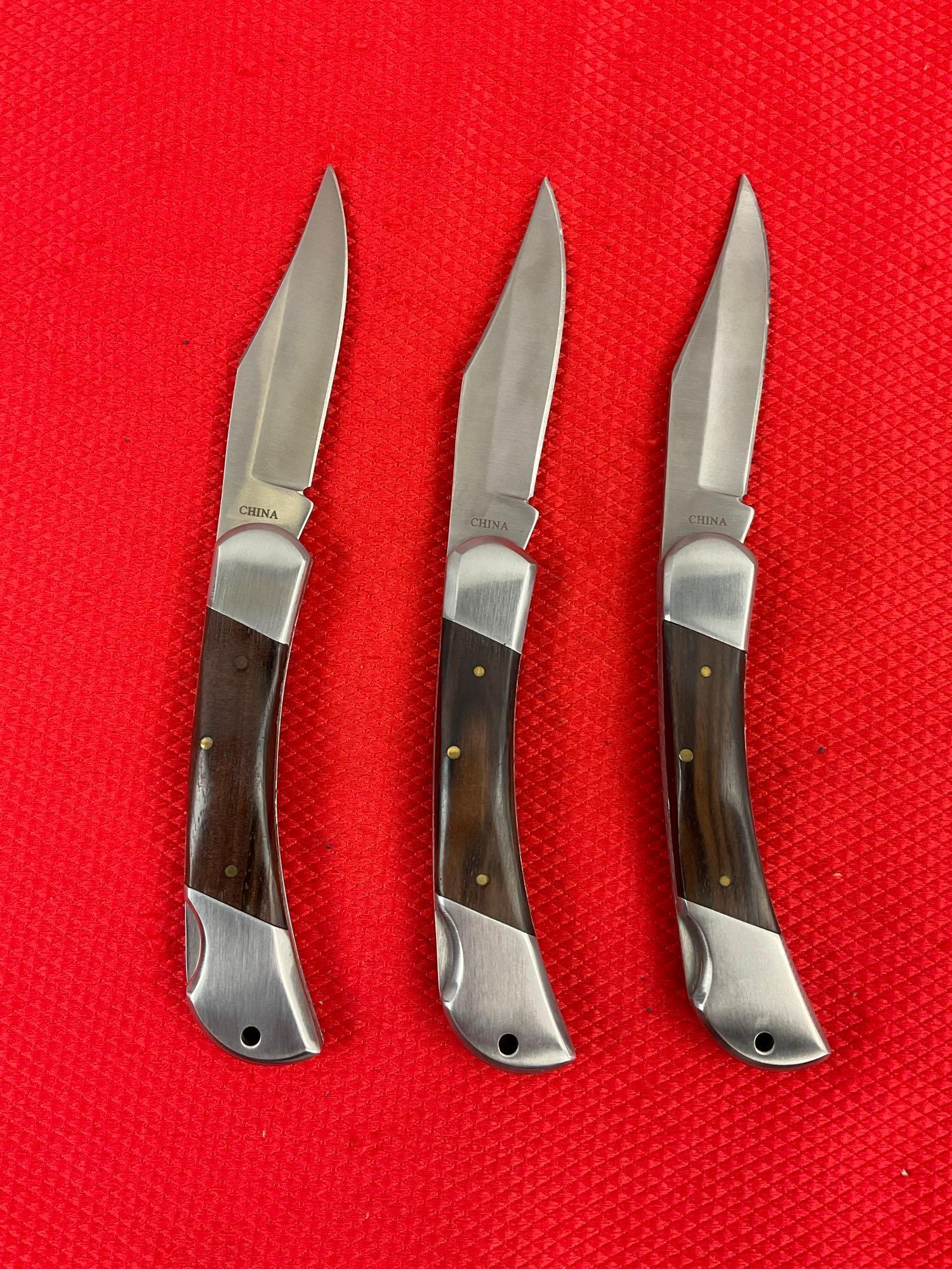 3 pcs Modern GW 3" Rostfrei Steel Folding Blade Pocket Knives Model GW10-425BPW. See pics.