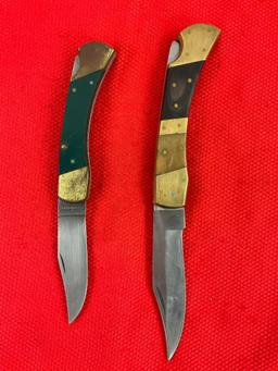 2 pcs Stainless Steel Folding Blade Pocket Hunting Knives. Vintage Coyote 3.5" Knife. See pics.