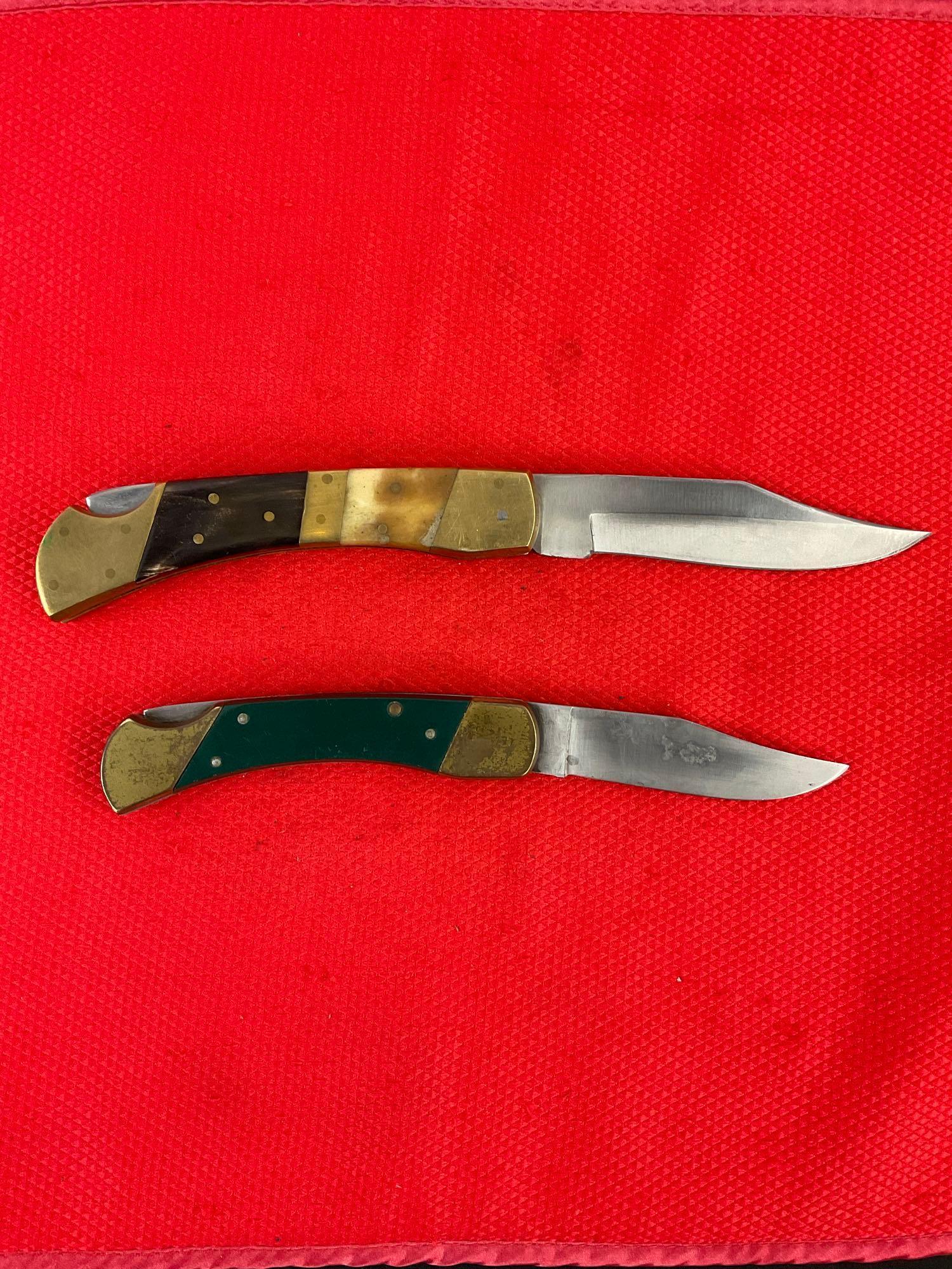 2 pcs Stainless Steel Folding Blade Pocket Hunting Knives. Vintage Coyote 3.5" Knife. See pics.