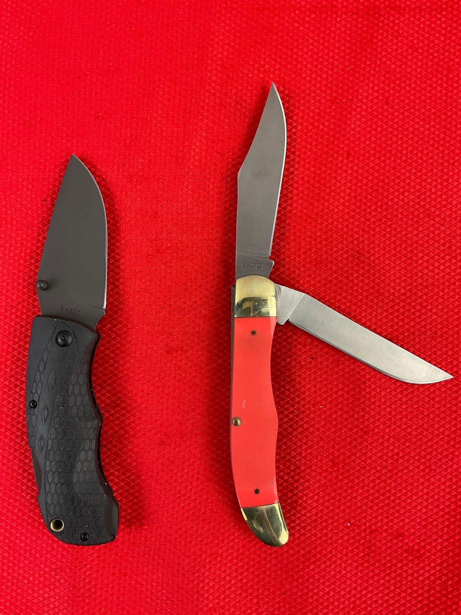 2 pcs Schrade Old Timer Steel Folding Blade Pocket Knives Models 25OTO & 2145OT. See pics.