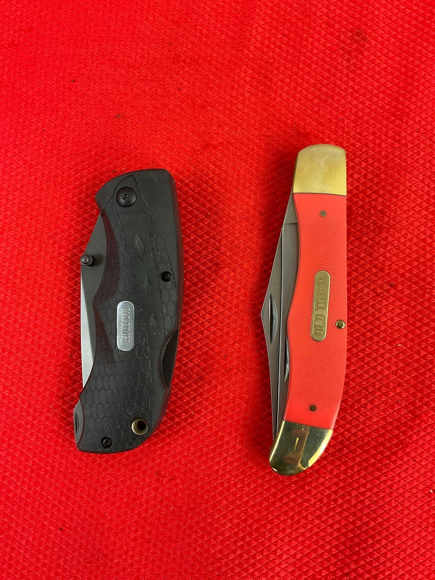 2 pcs Schrade Old Timer Steel Folding Blade Pocket Knives Models 25OTO & 2145OT. See pics.