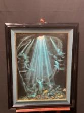 Framed Thomas Deir Christ of the Deep Art Print Lithograph Hawaii Artist Mermaid Angels