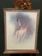 Metal Framed Print of a Nude Woman, possibly by Ch. Guy Marchand