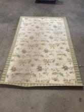 Green & Beige Floral Area Rug - 7'10"x5' - See pics