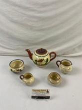5 pcs Vintage Watcombe Torquay Royal England Painted Ceramic Teaset. See pics.