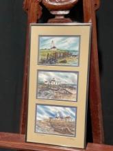 Framed Trio of Prints by Olivia Jane Williams, Point Wilson LH, Point No Point LH, & Dungeness LH