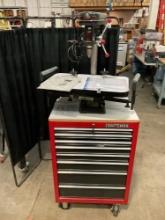 Sears Craftsman 10" Multi Speed Drill Press 3/8" Chuck on Craftsman Rolling Tool Cart - See pics