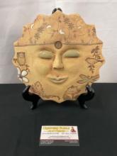 Signed Ceramic Sun Piece, Stamped and Handglazed by Marion Pollmann