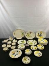 52 pcs Vintage Ceramic Dinnerware. Cream w/ Yellow Flowers. Blue Ridge. Dixie Dogwood. See pics.