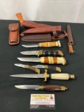 Variety of 7 Knives, few fixed blade & folders made in Pakistan, Kershaw 1050 Folding Knife, Shea...