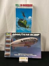Pair of Model Kits in box, Bell UH-1N Iroquois 1/72 USMC Helicopter & Revell Goodyear Blimp