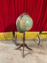 Vintage Replogle Globes 12" Standard Floor Globe w/ Wooden Stand. Measures 14" x 37" See pics.