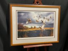 Framed signed & #d 242/750 Lithograph of Threatening Skies - Mallards, by David A. Maass w/ COA