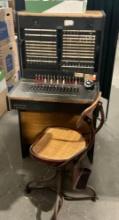 Early 20th Century Rare Bell Telephone Operator Switchboard, headsets & Vintage Chair