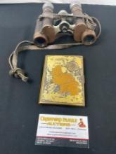 Vintage Telact 8x Binoculars, & Brass US Army Occupation Zone of Germany 1946 Cigarette Case