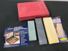 Gatco Edge-Mate Knife Sharpening Set & trio of Whetstones, incl. Shapton Japanese 12000 Grit Brick