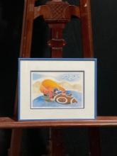 Framed Vintage 1982 Signed Artists Proof #d 20/50 titled Sealskin Float by Rie Munoz