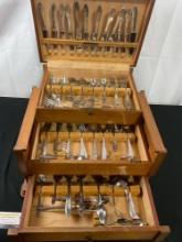 Vintage Community Plate Flatware approx 141 pieces, in Large Three Tiered Silverware Case