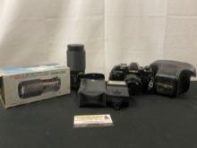 Minolta X-70 Film Camera w/ ND 50mm 1:1.7 Lens, 80-200 mm F4.0 Zoom Lens & Speedlite 155A Module