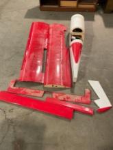 Large Red Model Plane w/ Wood Framing - Appears to be roughly 50-75% complete